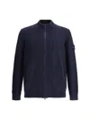 Stone Island Ghost Waffle-knit Virgin Wool Zip-up Cardigan In Blue