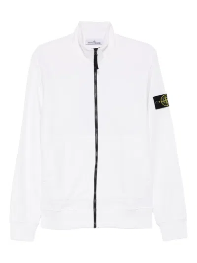Stone Island Zip-up Sweater In White