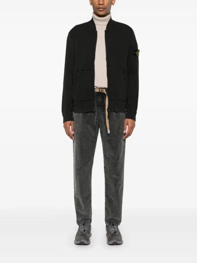 Stone Island Zip-up Sweatshirt In 黑色