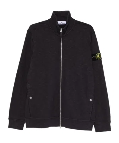 Stone Island Zip-up Sweatshirt In Blue