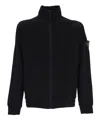 Stone Island Sweater Wool Blend Standing Collar In Blue