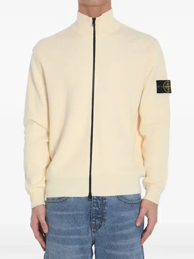 Stone Island Zip-up Sweatshirt In White