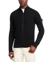 Stone Island Long-sleeved Zipper Cardigan In Black
