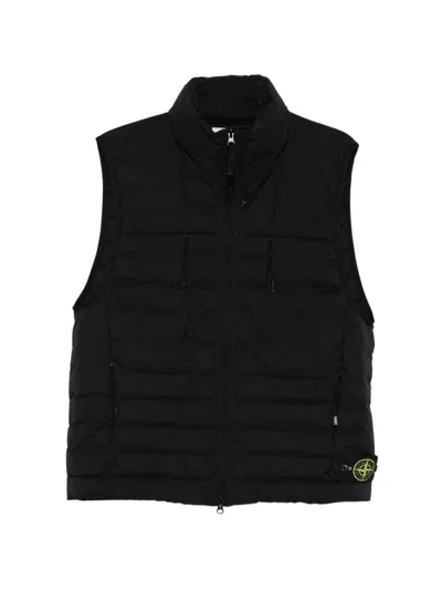 Stone Island Zip Waistcoats In Black