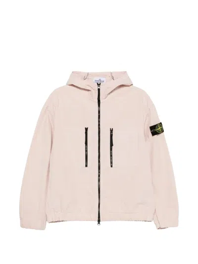 Stone Island Zip-fastening Hooded Jacket In Pink