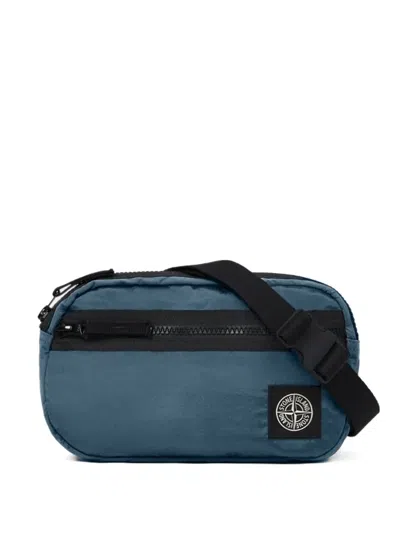 Stone Island Zipped Belt Bag In Blue