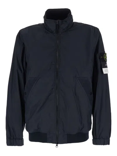 Stone Island Zipped Blouson Jacket In Blue