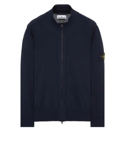 Stone Island Zipped Cardigan In Blue