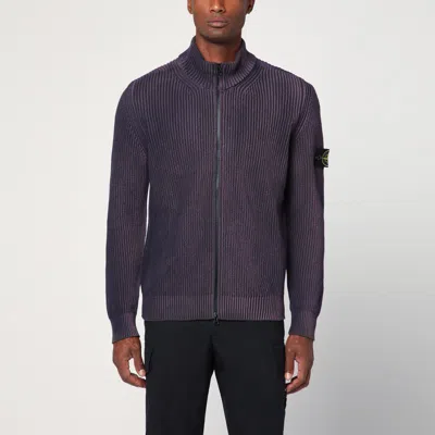 STONE ISLAND STONE ISLAND ZIPPED COTTON CARDIGAN IN AMARANTH COLOUR