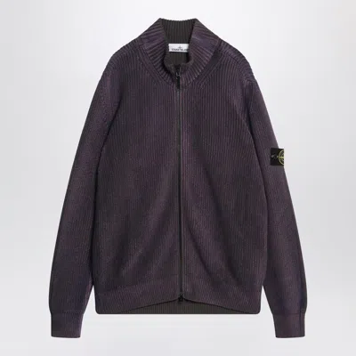 Stone Island Zipped Cotton Cardigan In Amaranth Colour Men In Blue