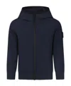 Stone Island Zipped Hooded Jacket In Blue