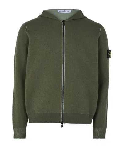 Stone Island Zipped Hoodie In Green