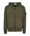 Stone Island Logo Cotton Zipped Hoodie In Green