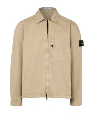 Stone Island Zipped Jacket In Beige
