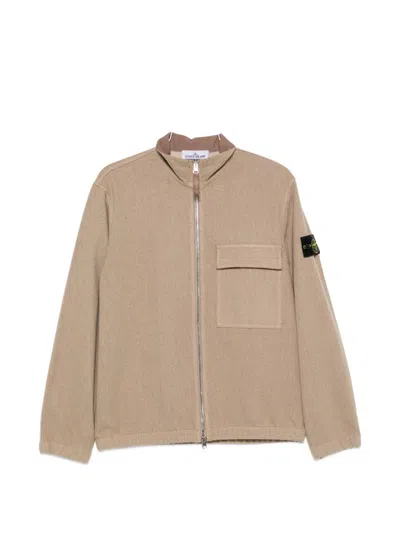 Stone Island Zipped Overshirt In Neutral
