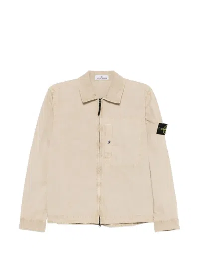 Stone Island Zipped Shirt In Neutral