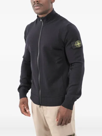 Stone Island Zipped Sweatshirt In Black