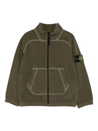 Stone Island Kids' Zipped Sweatshirt In Green