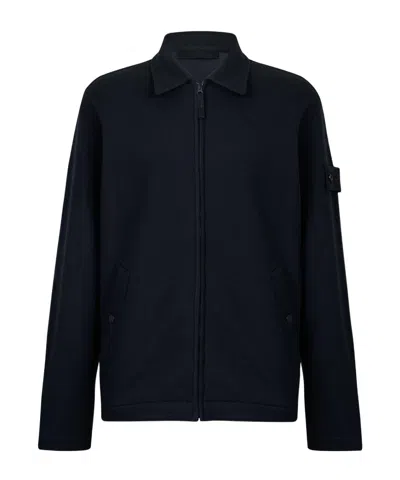 Stone Island Zipper Cardigan In Black