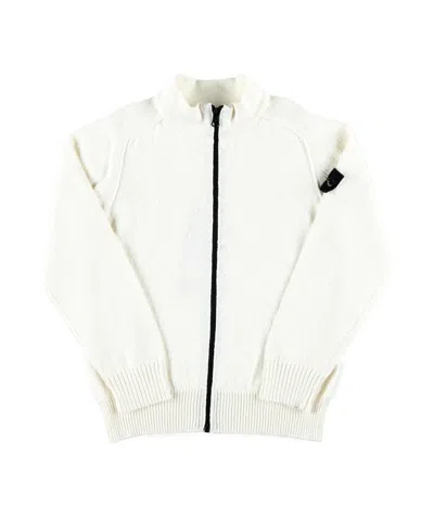 Stone Island Zipper Cardigan In White