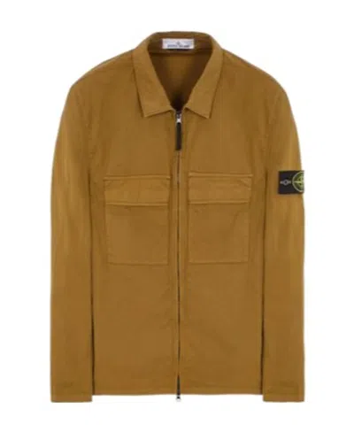 Stone Island Zipper Casual Jacket In Brown