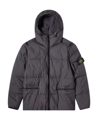 Stone Island Zipper Down Jacket In Gray