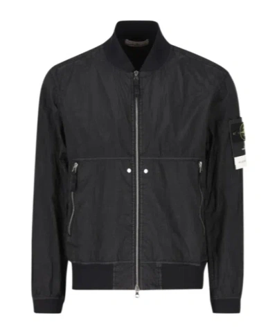 STONE ISLAND STONE ISLAND COMPASS PATCH ZIP-UP BOMBER JACKET