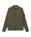 Stone Island Zipper-up Sweater With Raglan Sleeves And Ribbed Trims In Green