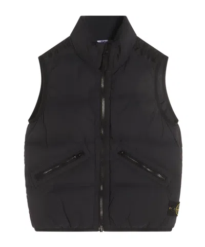 Stone Island Zipper Vest In Black