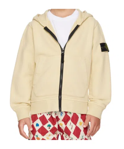 Stone Island Zippered Hooded Sweatshirt In Nude