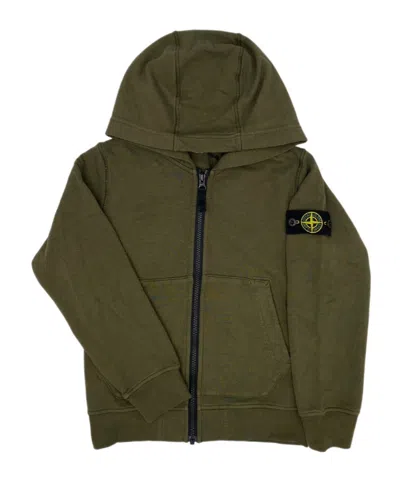 Stone Island Zippered Hoodie In Green