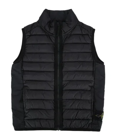 Stone Island Zippered Stand Collar Vest In Black