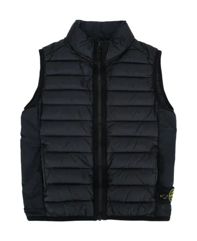 Stone Island Zippered Stand Collar Vest In Navyblue