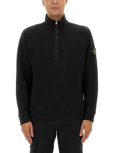 Stone Island Zippered Sweatshirt With Logo In Multi