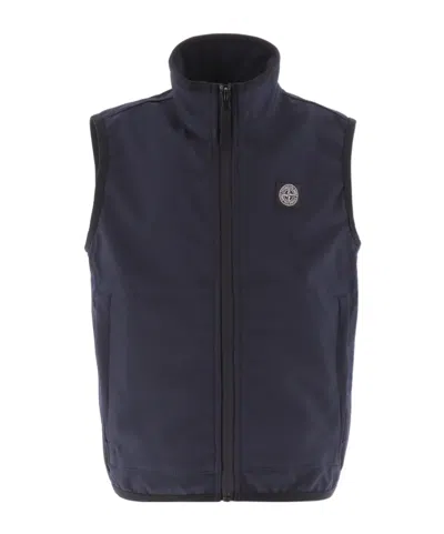 Stone Island Zippered Vest In Blue