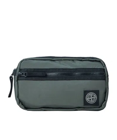 Stone Island Zippered Waist Bag In Moss Green