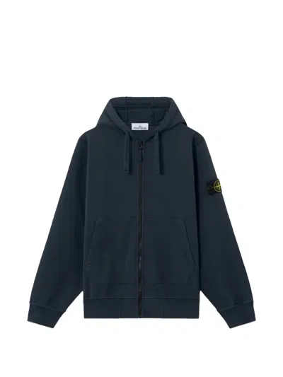 Stone Island Regular-fit Hooded Sweatshirt With Pouch Pocket Organic Cotton Fleece In Blue