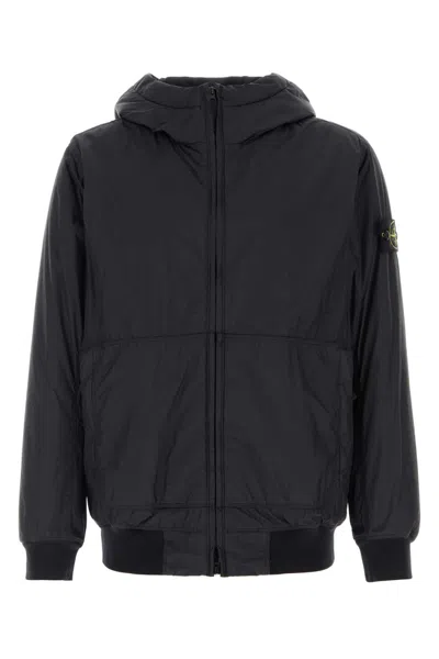 Stone Island -inspired Nylon Jacket For Men In Black