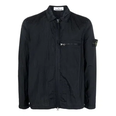 Stone Island Nylon Metal Shirt Jacket 'black' In Blue
