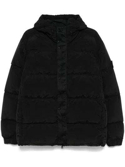 Stone Island Hooded Puffer Jacket In Black