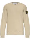 Stone Island Classic Fit Crew Neck Sweater With Distinctive Badge In Nude