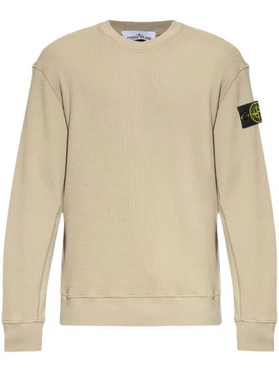 Stone Island Sweatshirt With Compass Application In Multicolor