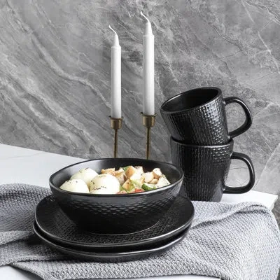 Stone Lain Abigail 16-piece Dinnerware Set Stoneware In Black