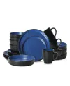 Stone Lain Albie 20pc Stoneware Dinnerware Set In Blue And Black