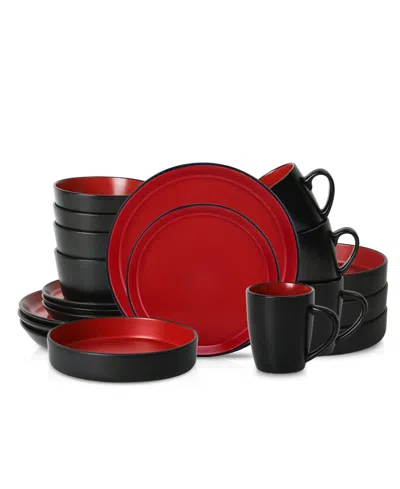 Stone Lain Albie 20 Pc. Dinnerware Set, Service For 4 In Red And Black