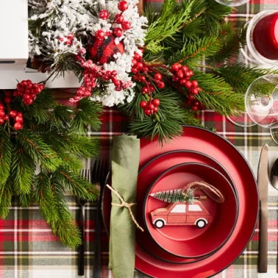 Stone Lain Albie Stoneware 32-piece Dinnerware Set In Red And Black