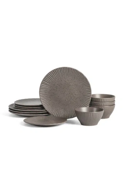 Stone Lain Arlo Stoneware 12-piece Dinnerware Set In Brown