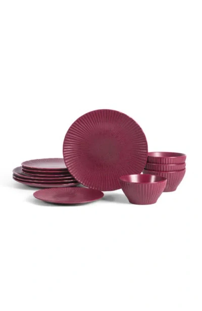 Stone Lain Arlo Stoneware 12-piece Dinnerware Set In Burgundy