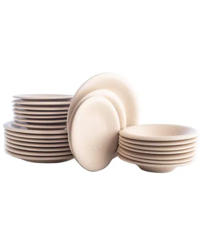 Stone Lain Aro 24pc Cream Matte Stoneware Dinnerware Set
