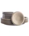 Stone Lain Aro 24pc Green Matte Stoneware Dinnerware Set In Green
